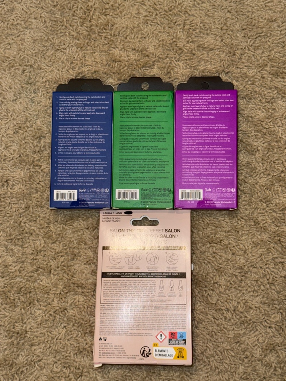 Rude x Peanuts & OPI Assorted Press-On Nail Kits — Blue, Green, Purple, Nude - Picture 3 of 9